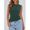 imagePRETTYGARDEN Womens Ribbed Tank Tops 2025 Summer Cap Sleeve Slim Fitted Knit Basic Casual Tee Shirts Trendy Fashion ClothesDark Green