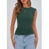 imagePRETTYGARDEN Womens Ribbed Tank Tops 2025 Summer Cap Sleeve Slim Fitted Knit Basic Casual Tee Shirts Trendy Fashion ClothesDark Green