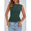 imagePRETTYGARDEN Womens Ribbed Tank Tops 2025 Summer Cap Sleeve Slim Fitted Knit Basic Casual Tee Shirts Trendy Fashion ClothesDark Green