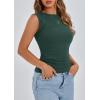 imagePRETTYGARDEN Womens Ribbed Tank Tops 2025 Summer Cap Sleeve Slim Fitted Knit Basic Casual Tee Shirts Trendy Fashion ClothesDark Green