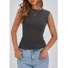 imagePRETTYGARDEN Womens Ribbed Tank Tops 2025 Summer Cap Sleeve Slim Fitted Knit Basic Casual Tee Shirts Trendy Fashion ClothesDark Grey