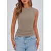 imagePRETTYGARDEN Womens Ribbed Tank Tops 2025 Summer Cap Sleeve Slim Fitted Knit Basic Casual Tee Shirts Trendy Fashion ClothesDark Khaki