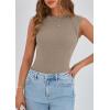 imagePRETTYGARDEN Womens Ribbed Tank Tops 2025 Summer Cap Sleeve Slim Fitted Knit Basic Casual Tee Shirts Trendy Fashion ClothesDark Khaki