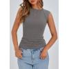 imagePRETTYGARDEN Womens Ribbed Tank Tops 2025 Summer Cap Sleeve Slim Fitted Knit Basic Casual Tee Shirts Trendy Fashion ClothesGrey