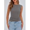 imagePRETTYGARDEN Womens Ribbed Tank Tops 2025 Summer Cap Sleeve Slim Fitted Knit Basic Casual Tee Shirts Trendy Fashion ClothesGrey
