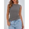 imagePRETTYGARDEN Womens Ribbed Tank Tops 2025 Summer Cap Sleeve Slim Fitted Knit Basic Casual Tee Shirts Trendy Fashion ClothesGrey