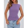 imagePRETTYGARDEN Womens Ribbed Tank Tops 2025 Summer Cap Sleeve Slim Fitted Knit Basic Casual Tee Shirts Trendy Fashion ClothesLight Purple
