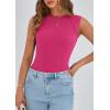 imagePRETTYGARDEN Womens Ribbed Tank Tops 2025 Summer Cap Sleeve Slim Fitted Knit Basic Casual Tee Shirts Trendy Fashion ClothesRose Red