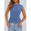 imagePRETTYGARDEN Womens Ribbed Tank Tops 2025 Summer Cap Sleeve Slim Fitted Knit Basic Casual Tee Shirts Trendy Fashion ClothesSky Blue