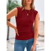 imagePRETTYGARDEN Womens Ribbed Tank Tops 2025 Summer Cap Sleeve Slim Fitted Knit Basic Casual Tee Shirts Trendy Fashion ClothesWine Red