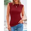 imagePRETTYGARDEN Womens Ribbed Tank Tops 2025 Summer Cap Sleeve Slim Fitted Knit Basic Casual Tee Shirts Trendy Fashion ClothesWine Red