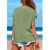 imagePRETTYGARDEN Womens Spring Tops 2025 Summer Shirts Crochet Cap Sleeve Sweater Pullover Cute Beach Vacation ClothesBean Green