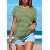 imagePRETTYGARDEN Womens Spring Tops 2025 Summer Shirts Crochet Cap Sleeve Sweater Pullover Cute Beach Vacation ClothesBean Green