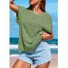 imagePRETTYGARDEN Womens Spring Tops 2025 Summer Shirts Crochet Cap Sleeve Sweater Pullover Cute Beach Vacation ClothesBean Green
