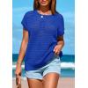 imagePRETTYGARDEN Womens Spring Tops 2025 Summer Shirts Crochet Cap Sleeve Sweater Pullover Cute Beach Vacation ClothesBlue