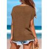 imagePRETTYGARDEN Womens Spring Tops 2025 Summer Shirts Crochet Cap Sleeve Sweater Pullover Cute Beach Vacation ClothesBrown