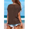 imagePRETTYGARDEN Womens Spring Tops 2025 Summer Shirts Crochet Cap Sleeve Sweater Pullover Cute Beach Vacation ClothesCoffee