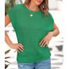 imagePRETTYGARDEN Womens Spring Tops 2025 Summer Shirts Crochet Cap Sleeve Sweater Pullover Cute Beach Vacation ClothesGreen