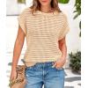 imagePRETTYGARDEN Womens Spring Tops 2025 Summer Shirts Crochet Cap Sleeve Sweater Pullover Cute Beach Vacation ClothesLight Khaki