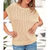 imagePRETTYGARDEN Womens Spring Tops 2025 Summer Shirts Crochet Cap Sleeve Sweater Pullover Cute Beach Vacation ClothesLight Khaki