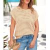 imagePRETTYGARDEN Womens Spring Tops 2025 Summer Shirts Crochet Cap Sleeve Sweater Pullover Cute Beach Vacation ClothesLight Khaki