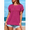 imagePRETTYGARDEN Womens Spring Tops 2025 Summer Shirts Crochet Cap Sleeve Sweater Pullover Cute Beach Vacation ClothesRose Red