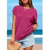 imagePRETTYGARDEN Womens Spring Tops 2025 Summer Shirts Crochet Cap Sleeve Sweater Pullover Cute Beach Vacation ClothesRose Red