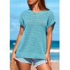 imagePRETTYGARDEN Womens Spring Tops 2025 Summer Shirts Crochet Cap Sleeve Sweater Pullover Cute Beach Vacation ClothesSky Blue
