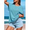 imagePRETTYGARDEN Womens Spring Tops 2025 Summer Shirts Crochet Cap Sleeve Sweater Pullover Cute Beach Vacation ClothesSky Blue