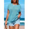 imagePRETTYGARDEN Womens Spring Tops 2025 Summer Shirts Crochet Cap Sleeve Sweater Pullover Cute Beach Vacation ClothesSky Blue