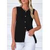imagePRETTYGARDEN Womens Sweater Vest Cardigans 2025 Fall Lightweight Casual Sleeveless Button Down Knit Tank TopsBlack