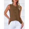 imagePRETTYGARDEN Womens Sweater Vest Cardigans 2025 Fall Lightweight Casual Sleeveless Button Down Knit Tank TopsCoffee