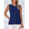 imagePRETTYGARDEN Womens Sweater Vest Cardigans 2025 Fall Lightweight Casual Sleeveless Button Down Knit Tank TopsDark Blue