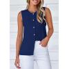 imagePRETTYGARDEN Womens Sweater Vest Cardigans 2025 Fall Lightweight Casual Sleeveless Button Down Knit Tank TopsDark Blue