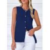 imagePRETTYGARDEN Womens Sweater Vest Cardigans 2025 Fall Lightweight Casual Sleeveless Button Down Knit Tank TopsDark Blue