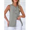 imagePRETTYGARDEN Womens Sweater Vest Cardigans 2025 Fall Lightweight Casual Sleeveless Button Down Knit Tank TopsGrey