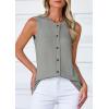 imagePRETTYGARDEN Womens Sweater Vest Cardigans 2025 Fall Lightweight Casual Sleeveless Button Down Knit Tank TopsGrey