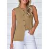 imagePRETTYGARDEN Womens Sweater Vest Cardigans 2025 Fall Lightweight Casual Sleeveless Button Down Knit Tank TopsLight Khaki