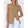 imagePRETTYGARDEN Womens Sweater Vest Cardigans 2025 Fall Lightweight Casual Sleeveless Button Down Knit Tank TopsLight Khaki