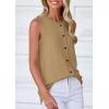 imagePRETTYGARDEN Womens Sweater Vest Cardigans 2025 Fall Lightweight Casual Sleeveless Button Down Knit Tank TopsLight Khaki