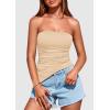 imagePRETTYGARDEN Womens Tube Top 2025 Summer Trendy Strapless Tops Going Out Outfits Ruched Asymmetrical Bandeau ShirtsApricot