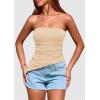 imagePRETTYGARDEN Womens Tube Top 2025 Summer Trendy Strapless Tops Going Out Outfits Ruched Asymmetrical Bandeau ShirtsApricot
