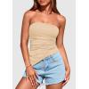 imagePRETTYGARDEN Womens Tube Top 2025 Summer Trendy Strapless Tops Going Out Outfits Ruched Asymmetrical Bandeau ShirtsApricot