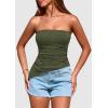 imagePRETTYGARDEN Womens Tube Top 2025 Summer Trendy Strapless Tops Going Out Outfits Ruched Asymmetrical Bandeau ShirtsArmy Green
