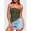 imagePRETTYGARDEN Womens Tube Top 2025 Summer Trendy Strapless Tops Going Out Outfits Ruched Asymmetrical Bandeau ShirtsArmy Green