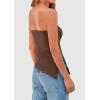 imagePRETTYGARDEN Womens Tube Top 2025 Summer Trendy Strapless Tops Going Out Outfits Ruched Asymmetrical Bandeau ShirtsCoffee