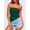 imagePRETTYGARDEN Womens Tube Top 2025 Summer Trendy Strapless Tops Going Out Outfits Ruched Asymmetrical Bandeau ShirtsDark Green