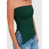 imagePRETTYGARDEN Womens Tube Top 2025 Summer Trendy Strapless Tops Going Out Outfits Ruched Asymmetrical Bandeau ShirtsDark Green