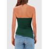 imagePRETTYGARDEN Womens Tube Top 2025 Summer Trendy Strapless Tops Going Out Outfits Ruched Asymmetrical Bandeau ShirtsDark Green