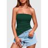 imagePRETTYGARDEN Womens Tube Top 2025 Summer Trendy Strapless Tops Going Out Outfits Ruched Asymmetrical Bandeau ShirtsDark Green